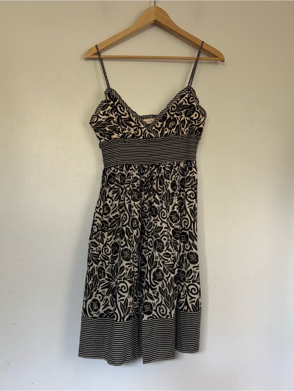 BCBGMaxAzria Black Cream Printed‎ Sundress Dress y2k Small